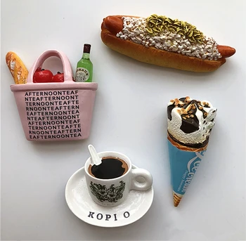 Ručne Maľované zmrzlina, Káva, Ovocie Taška 3D Živice Magnety na Chladničku cestovného Ruchu Suvenírov Chladnička Magnetických Nálepiek Darček