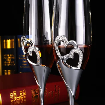 1 Kus Tvorivej Kryštál v tvare Srdca Šampanské Víno Pohár Bublina Balenie Svadobný Dar, poháre na Víno, Fire