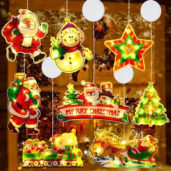 Vianočné Dekorácie Osvetlené Okno Visí Dekorom Vianočné Osvetlenie s Prísavkou Háčik na Nový Rok Party Predviesť Okno Domov Lampa