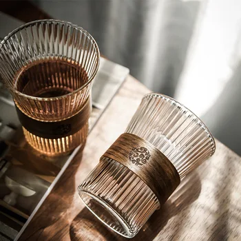 Sklo Šálku Kávy Vysokej Borosilikátového Tepelne-odolné Latte Pohár Senior Vody Hrnček Japonskom Štýle, Mlieko, Džús Pohár Piva Whisky Sklo