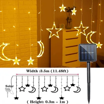 LED Star luny String Ligotať Girlandy EÚ Plug Vianočné Solárne Svietidlo pre Dovolenku Xmas Party Svadobné Dekoratívne Rozprávkových Svetiel