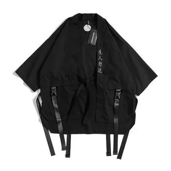Japonské Tradičné Kimono Cardigan Čierna Bavlna Módne Fáze Haori Samuraja, Cosplay Kostýmy Čínsky Štýl Kabát Streetwear