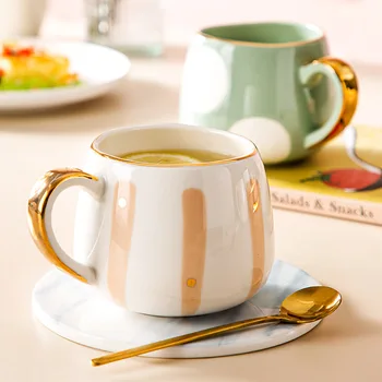 Minimalistický Keramický Hrnček Kávy Zlata, Vykladané Raňajky pohár mlieka Nordic domácej Pitnej Čajových šálok Pár pohár narodeninám drinkware