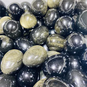 Vysoko Kvalitné Prírodné Zlato Obsidian vajcovité Masáž Krištáľovo Liečenie Darčeky Na Vianoce Drop Shipping