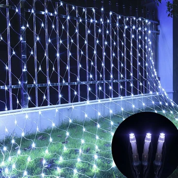 LED Čisté Záclony Víla String Svetlo 8 Režimov Vianočný Večierok Svadobné Nový Rok Garland Vonkajšie Záhradné Dekorácie Rybárske Čistého Svetla