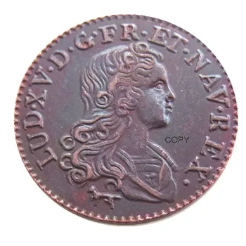 Francúzsko 1720A ¼ Ecu - Louis XV Strieborné Pozlátené Alebo Medi Kópie Mincí(22 mm)