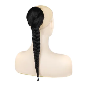 Box vrkôčiky cope, predlžovanie vlasov pre ženy syntetické falošné hairpiece vlasy pigtail rozšírenie s osvetlením v