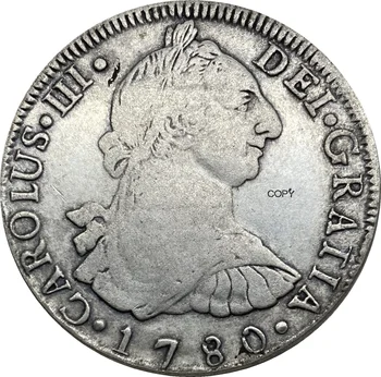 Mexiko Mince 8 Reales Carlos III 1780 Mince Cupronickel Pozlátené Striebro Kópiu Mince