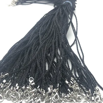 JunKang 20pcs čierne nylonové lano reťaze nastaviteľné Pletená Lobster spona string 2 mm DIY handmade náramok náhrdelník