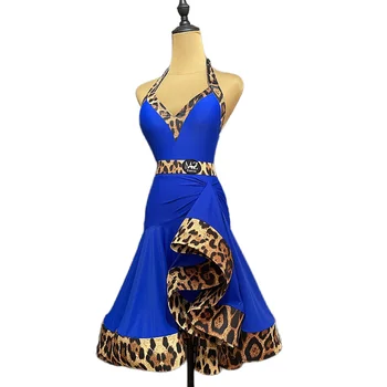 Leopard latinskej Šaty Žien Backless Sála Praxi Nosiť Kostým Súťaž Tango Dancewear Prispôsobené Salsa Šaty JL4563