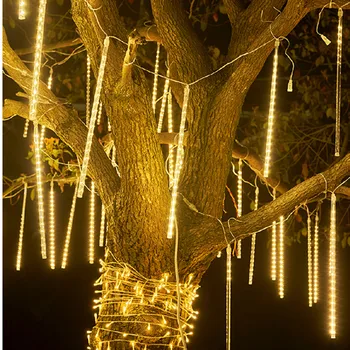 LED meteorický dážď Dážď Svetlá Nepremokavé Pádu Raindrop Vlkovcový Víla String Svetlo Vianočné Dekorácie Ulici Garland Navidad