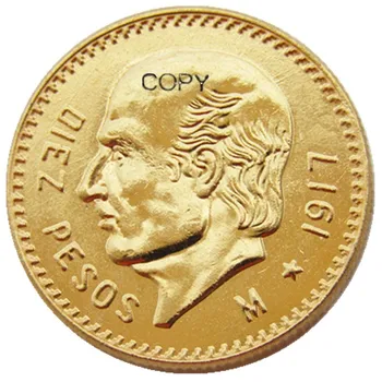 1917 Mexiko 10 Pesos pozlátená kópia mince
