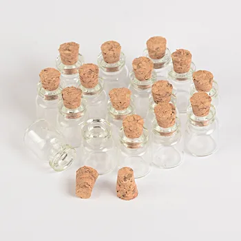 100 ks 13x18x6 mm Mini Roztomilý Sklenené Fľaše S Korkami DIY 0.6 ml Jasné, Transparentné Prázdne Malé Ozdobné Fľaštičky Prívesky