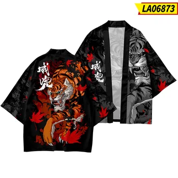 Voľné XXS-5XL 6XL Tiger Tlač Pláži Japonskom Štýle Kimono Streetwear Muži Ženy Cardigan Cosplay Haori Yukata Harajuku Topy Župan
