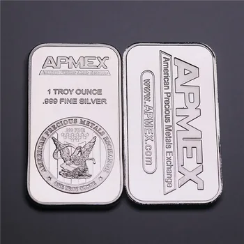 1 oz Apmex Silver Bar Mince 999 Jemné Pozlátené Strieborné Mince Bary Drahých Kovov Remesiel Darčeky Zberateľstvo