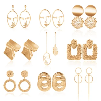 X&P 2019 Hot Geometrické Kovové Náušnice Kvapka Náušnice Pre Ženy Vintage Vyhlásenie Zlato Veľké Závesné Visieť Náušnice Brincos Šperky