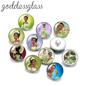 Disney Tiana Princezná a Žaba 10pcs Kolo foto 18 mm modul tlačidiel, pre 18 mm modul náhrdelník DIY šperky