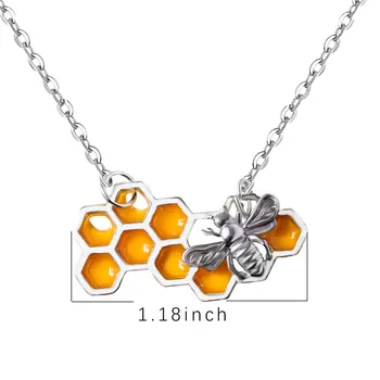 ：V Tvare srdca Prihlásiť Bee Náhrdelník s Kvapkajúcou Med z Plástu Ženy Úli Bumblebee Šperky Darček Kartou včiel medonosných LJ39F-39
