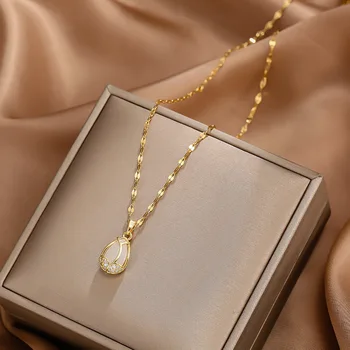 Tulipán Opal Náhrdelník Prívesok pre Ženy 2020 Módne Šperky Titánové Ocele Náhrdelník Pozlátené Luxusný Dizajn Kórea Elegantný Štýl
