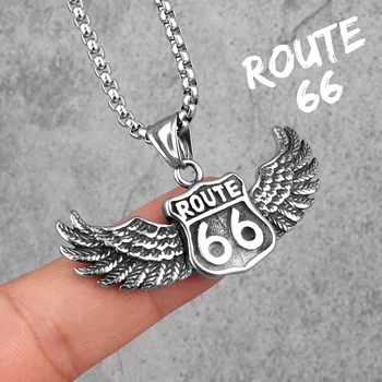Route 66 Rider Biker Dlho Mužov, Náhrdelníky, Prívesky Reťazca Punk pre Priateľ Muž Nehrdzavejúcej Ocele, Šperky Tvorivosti Darček Veľkoobchod
