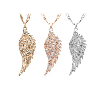Vintage Veľký Anjel Krídla Crystal Prívesky, Náhrdelníky Pre Ženy, Zlatá Farba Bijoux Collier Elegantné Šperky, Darčeky Dropshipping