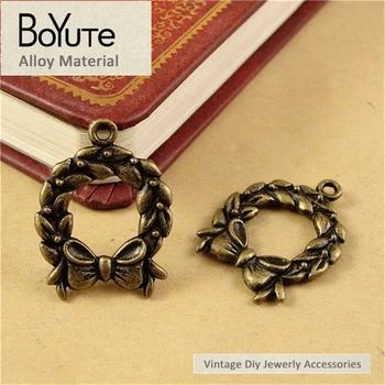 BoYuTe (50 Ks/Lot) 24*19 MM Vintage Bowknot Prívesok Charms Antické Bronzové Pozlátené Kovové Zliatiny Prívesok Diy Šperky Zistenia