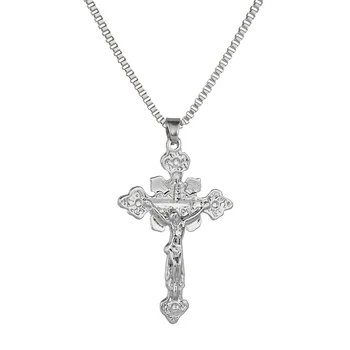 Karopel Vintage Kríž Kríž Ježiša Kus Prívesok Náhrdelník Muži Ženy Náboženské Modlitby Náhrdelník Šperky Veľkoobchod