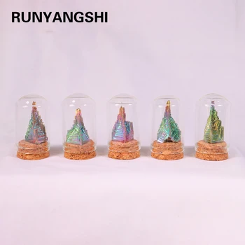 Prírodné Zelené Kovu, Kameňa Bizmutu Rudy Crystal drsné Pyramídy Dekoratívne fľaše vzorkou liečivé minerálne, ktorí chcú fľaša ozdoby