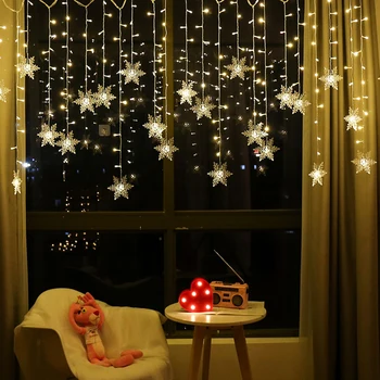 8 Režimov Snowflake LED Víla Svetla S technológiou Plug Vianočné Dekorácie, Závesné Garland String Svetlo Vianočný Strom Ornament 2022 Navidad
