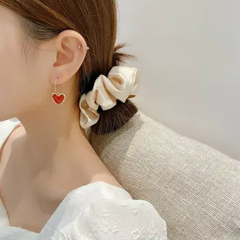 Vintage Veľké Obvodové Náušnice S Červeným Srdcom Kúzlo Lady Street Style Výkaz Náušnice Darčeky kórejský módne Šperky pre ženy