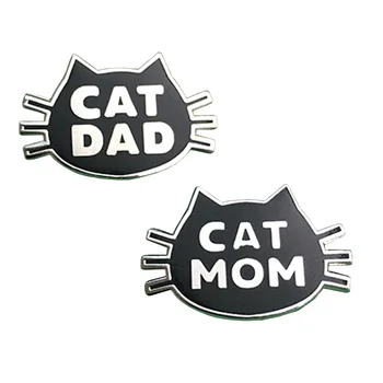 Mačka Mama a Mačka Otec smalt pin nastaviť