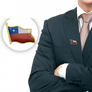 Čile Pevného Krajín Mávali Plastický Vlajka Kovové Klopě Pin Módne Šperky