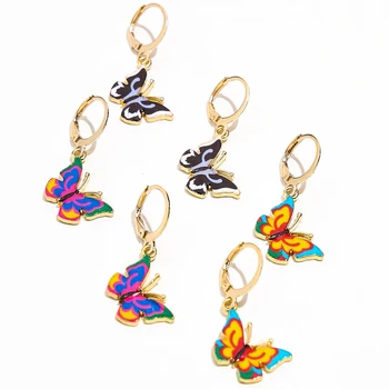 Aprilwell 3 Páry Hoop Náušnice Set Pre Ženy, Estetické Ucho Hoop 2021 Farebný Motýľ Pendiente Šperky, Piercing Aretes