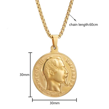 Napoleon III Empereur Mince Náhrdelník Prívesok Pre Ženy, Mužov, z Nehrdzavejúcej Ocele Náhrdelníky Zlato Strieborná Farba Choker Výročie Šperky